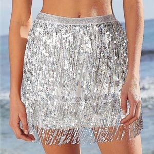 NWT - Lelike Sequin Skirt with Sparkly Fringe (size 12)